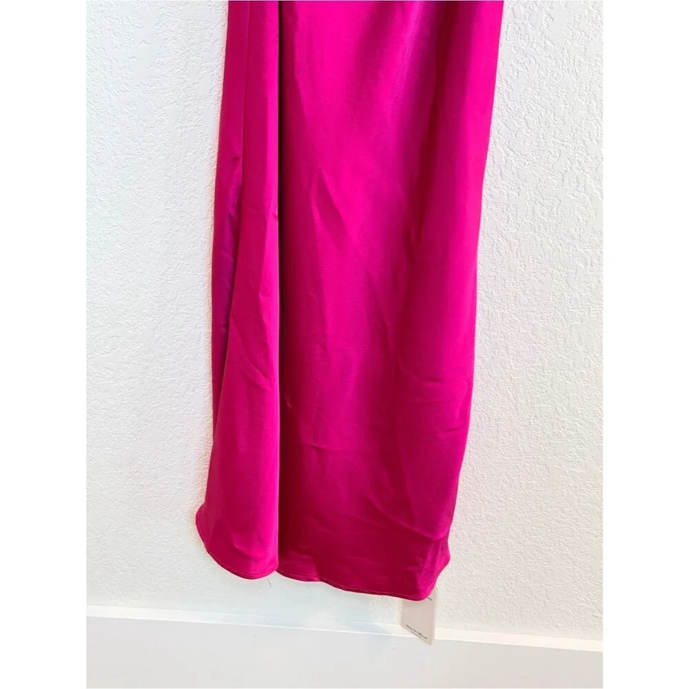 Abercrombie & Fitch Satin Cowl Back Slip Midi Dress in Hot Pink NWT! Size XS
